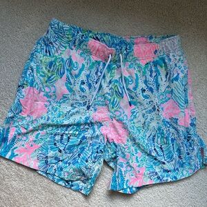 Lilly Pulitzer Blue and Pink Swim Trunks